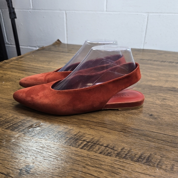 Everlane Red Suede Pointed Toe Slingback Flats - Picture 6 of 13